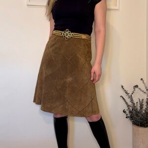 Vintage Liz Claiborne 100% Suede Patchwork A-Line Skirt